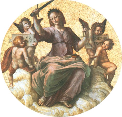 Justitia (Détail Détail de la couverture des Stanza della Segnatura) à Raffaello Sanzio