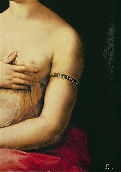 La Fornarina, c.1516 (detail of 68213) à Raffaello Sanzio