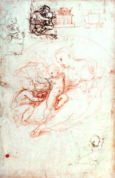 Study for the Alba Madonna, c.1508-09 à Raffaello Sanzio