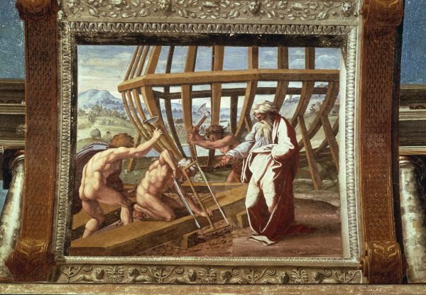 Raphael /The building of the Ark /c.1515 à Raffaello Sanzio