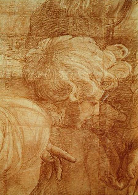 The School of Athens, detail of the cartoon depicting a young man's head à Raffaello Sanzio