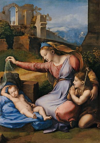 Madonne avec l'enfant dormant et Saint Jean (Madonne avec le diadème)