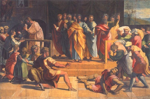 Le décès d'Ananias à Raffaello Sanzio