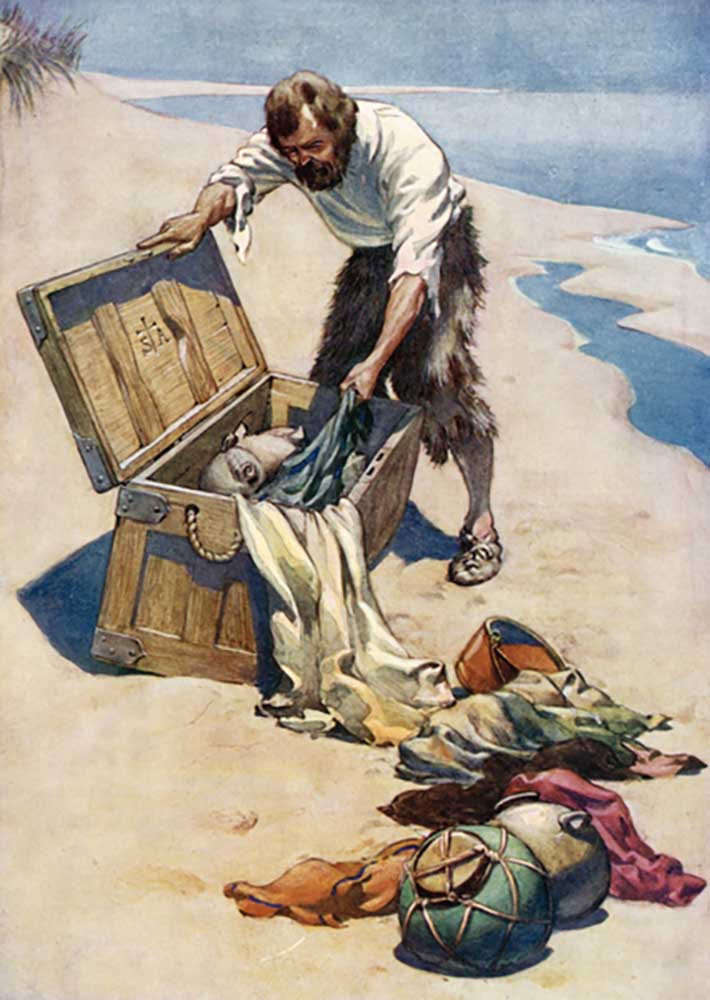 Illustration for Robinson Crusoe by Daniel Defoe à Ralph Noel Pocock