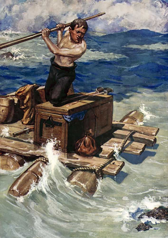 Illustration for Robinson Crusoe by Daniel Defoe à Ralph Noel Pocock