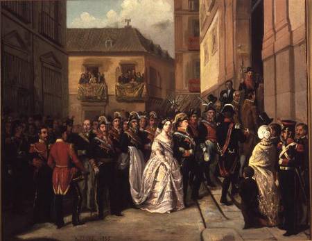 Isabella II of Spain (1830-1904) and her husband Francisco de Assisi visiting the Church of Santa Ma à Ramon Soldevilla Trepat
