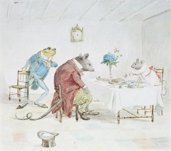 ''Pray, Miss Mouse, will you give us some beer'', illustration from ''A Frog He Would A-Wooing Go'' à Randolph Caldecott