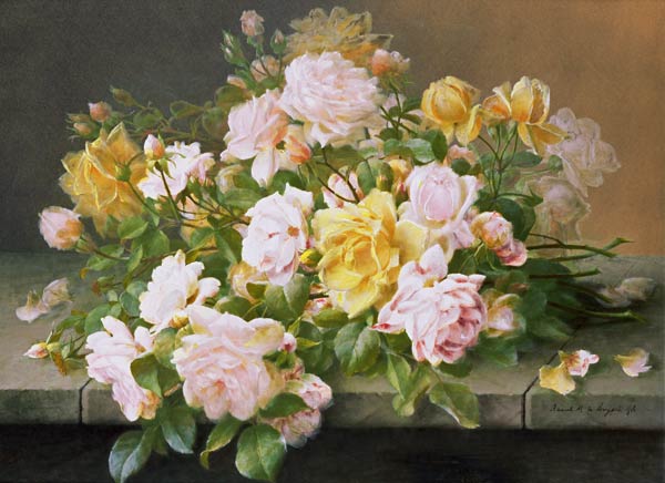 Pink and Yellow Roses à Raoul M. de Longpre