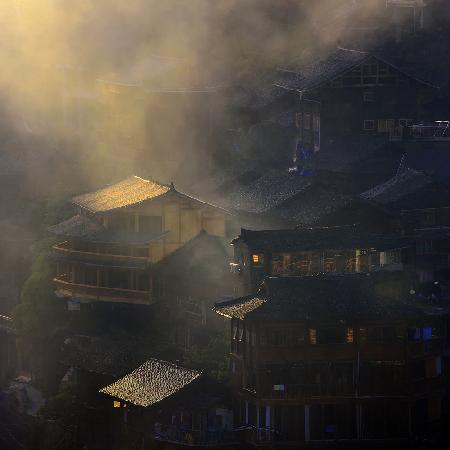 The Miao Village in Mist