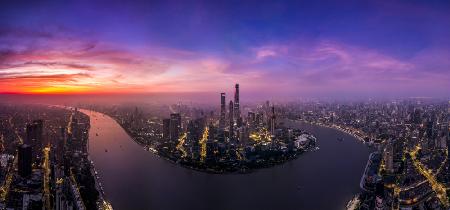 The Morning Glow in Lujiazui Shanghai