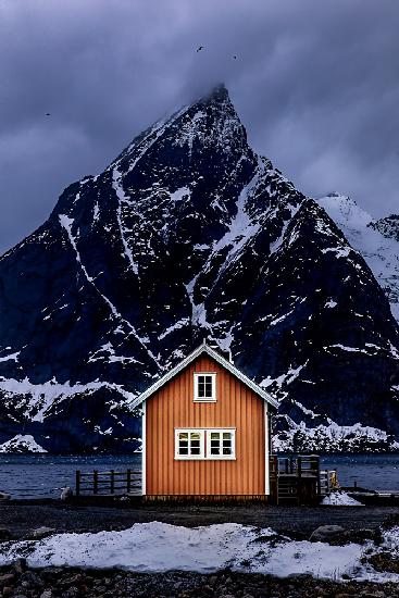 The Yellow Log Cabin in Hamnoy