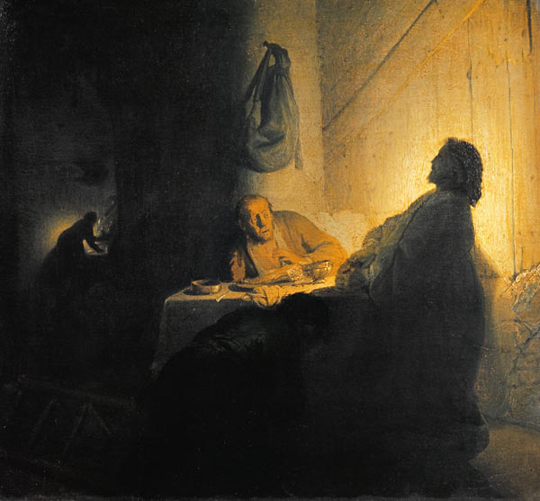 Le Christ ressuscité aux côtés de Emmaüs à Rembrandt Harmenszoon van Rijn