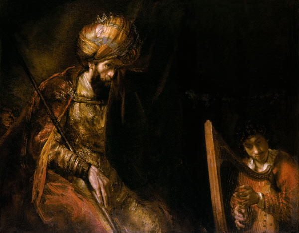 David joue de la harpe devant Saul à Rembrandt Harmenszoon van Rijn