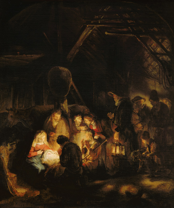 Adoration of the Shepherds à Rembrandt Harmenszoon van Rijn