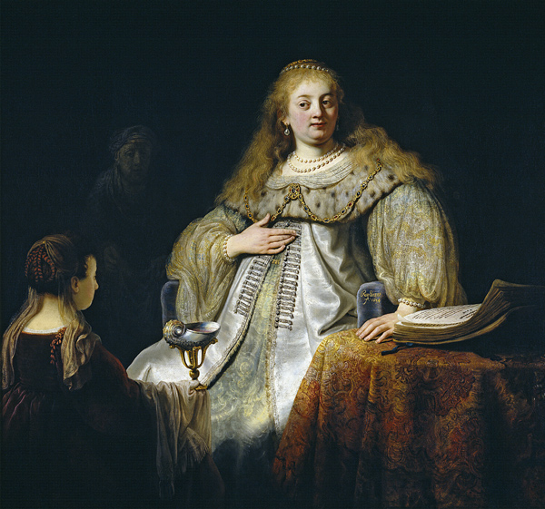 Judith at the banquet of Holofernes à Rembrandt Harmenszoon van Rijn