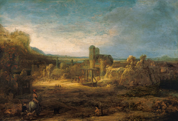 Rembrandt / Landscape with Drawbridge à Rembrandt Harmenszoon van Rijn