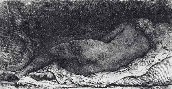 Negress Lying Down à Rembrandt Harmenszoon van Rijn