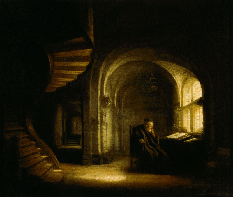 Philosophe au Livre Ouvert à Rembrandt Harmenszoon van Rijn