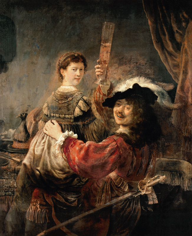 auto-portrait de l'artiste avec sa jeune Mme Saskia à Rembrandt Harmenszoon van Rijn