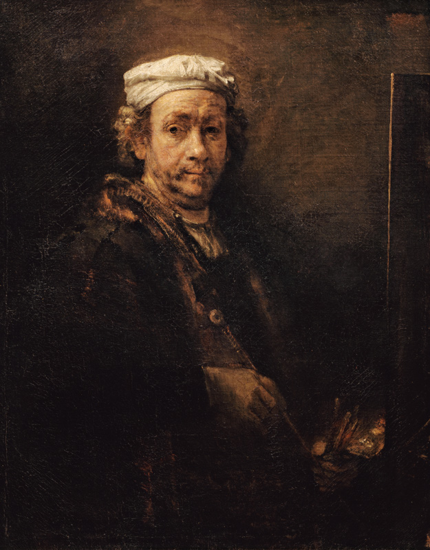 Rembrandt, Selbstbildnis vor Staffelei à Rembrandt Harmenszoon van Rijn