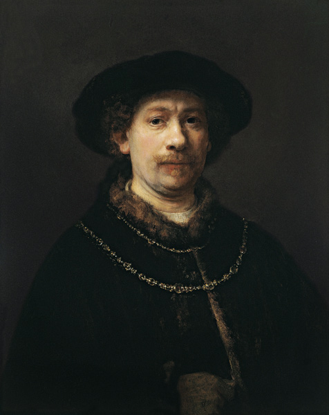 Self Portrait with Beret and Two Gold Chains à Rembrandt Harmenszoon van Rijn