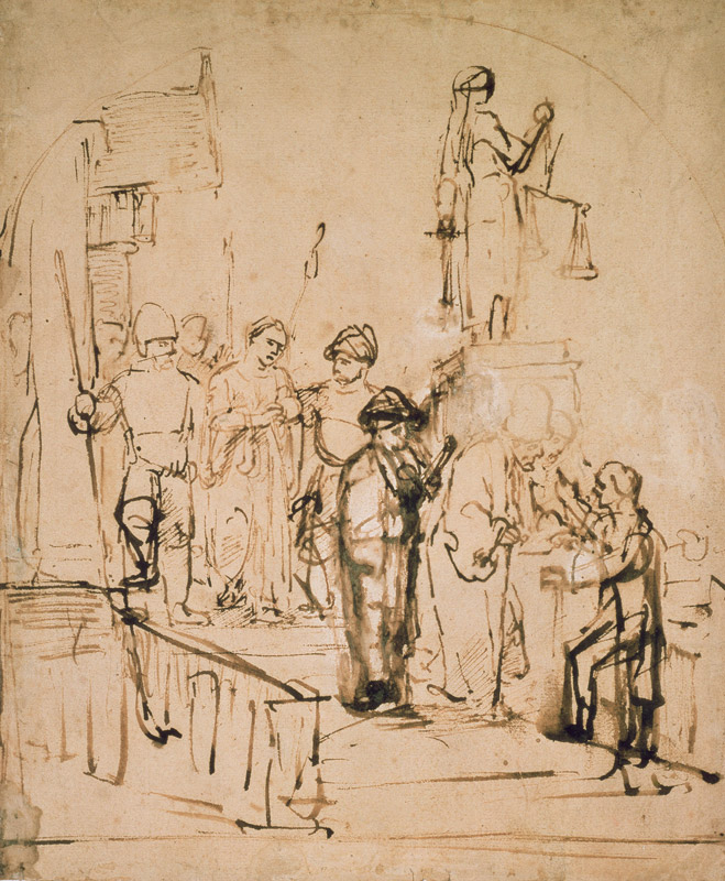 Susanna Brought to Judgement (pen & ink on paper) à Rembrandt Harmenszoon van Rijn