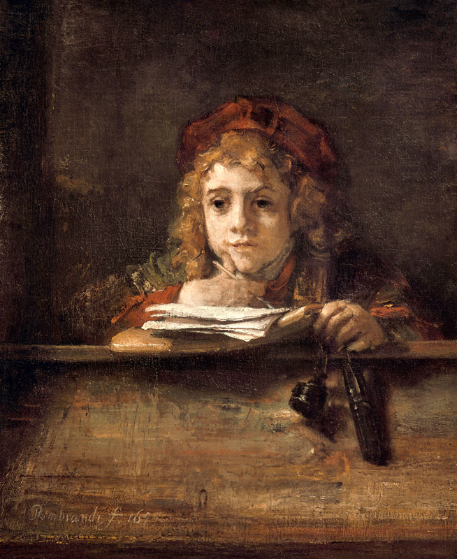 Titus à sa table à Rembrandt Harmenszoon van Rijn