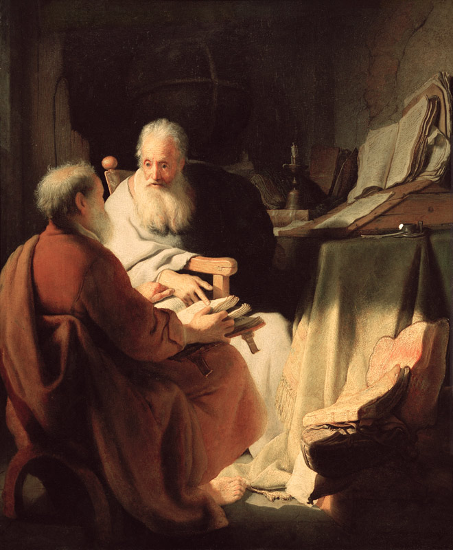 Zwei alte Männer im Gespräch à Rembrandt Harmenszoon van Rijn