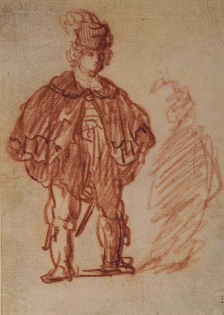 An Actor Standing à Rembrandt Harmenszoon van Rijn