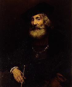 portrait d'un homme âgé avec le bâton et le chapeau. à Rembrandt Harmenszoon van Rijn