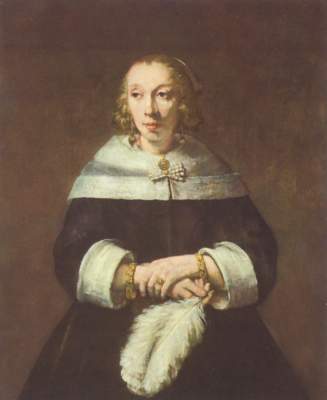 portrait d'une dame avec la plume de botte à Rembrandt Harmenszoon van Rijn