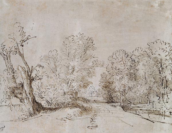 A Wooded Road à Rembrandt Harmenszoon van Rijn