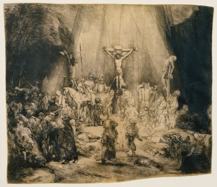 Christ crucified between the two thieves: The three crosses à Rembrandt Harmenszoon van Rijn