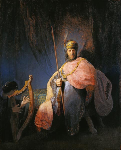 David, jouant de la harpe devant Saul à Rembrandt Harmenszoon van Rijn