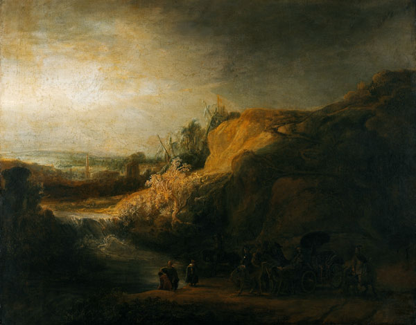 Landscape with the baptism of the Eunuch à Rembrandt Harmenszoon van Rijn