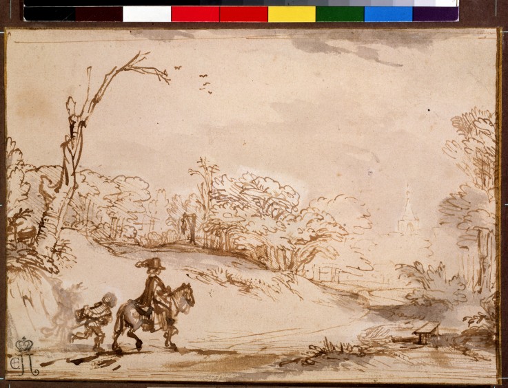 Landscape with a Horseman à Rembrandt Harmenszoon van Rijn