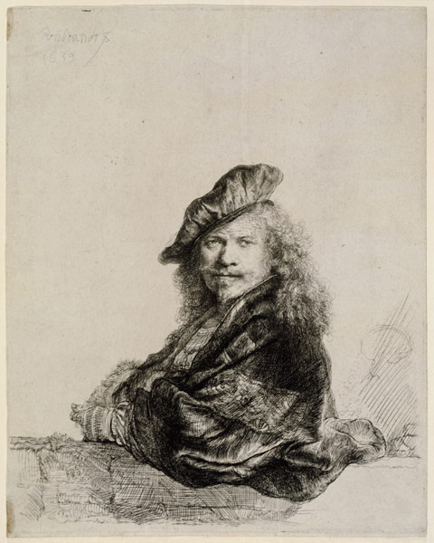 Selbstbildnis mit aufgelehntem Arm à Rembrandt Harmenszoon van Rijn