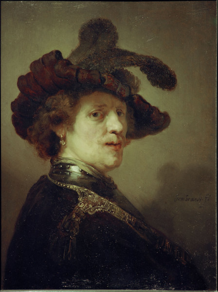 Rembrandt, Selbstbildnis mit Federhut à Rembrandt Harmenszoon van Rijn