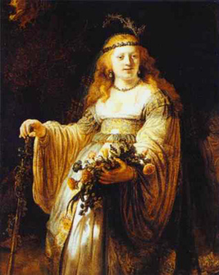 Saskia van Uylenburgh en costume d'Arcadie à Rembrandt Harmenszoon van Rijn