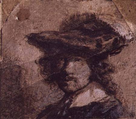 Self Portrait with a Plumed Hat and White Collar à Rembrandt Harmenszoon van Rijn