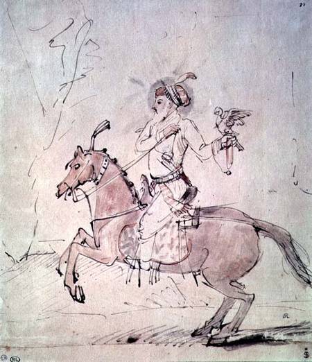 Shah Jehan with falcon on horseback à Rembrandt Harmenszoon van Rijn