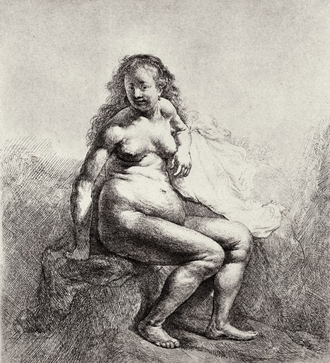 Seated nude woman à Rembrandt Harmenszoon van Rijn