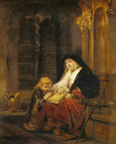 la prophète Hannah dans le temple, Samuel priant à Rembrandt (atelier)