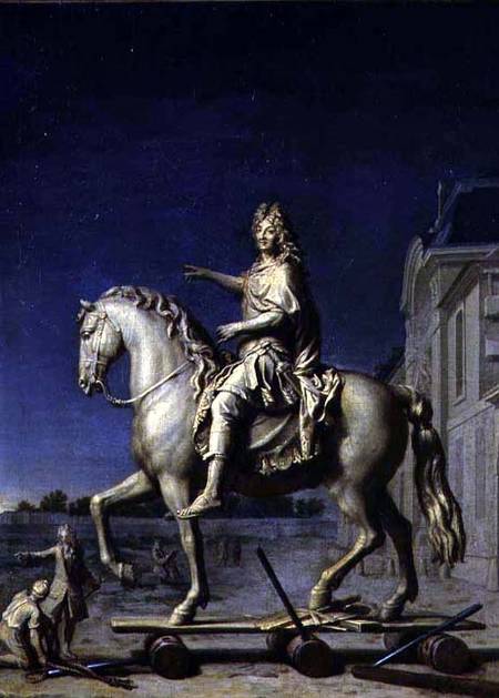 Transporting the Equestrian Statue of Louis XIV to the Place Vendome in 1699 à Rene Antoine Houasse