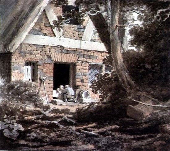 Scene at a Cottage Door (watercolour) à Rev. William Bree