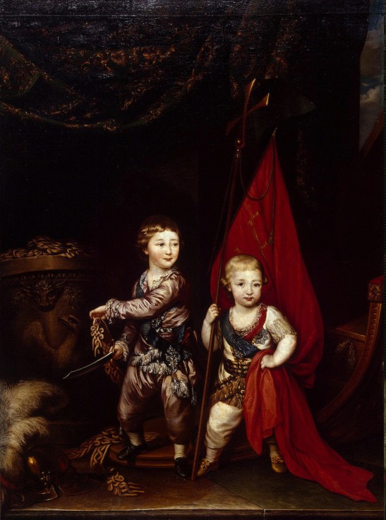 Portrait of Grand Dukes Alexander Pavlovich and Constantine Pavlovich as children à Richard Brompton