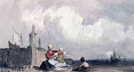 Fisherfolk on the Beach à Richard Parkes Bonington