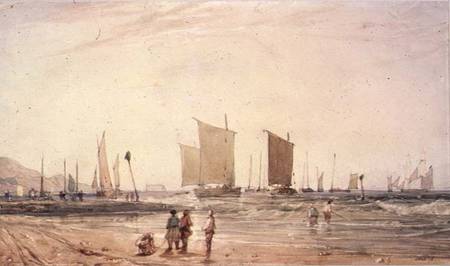French Coast, with fishing Boats à Richard Parkes Bonington