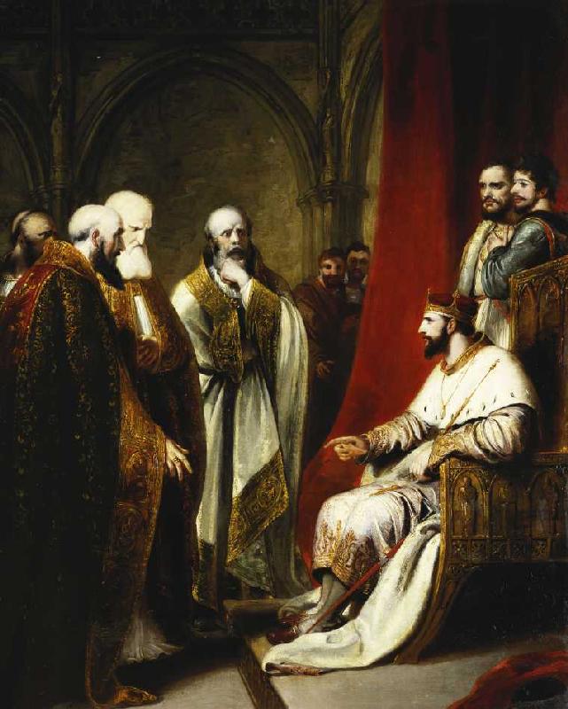 Heinrich III mit dem Erzbischof von Canterburg und den Bischöfen von Salisbury, Winchester und Carli à Richard Westall