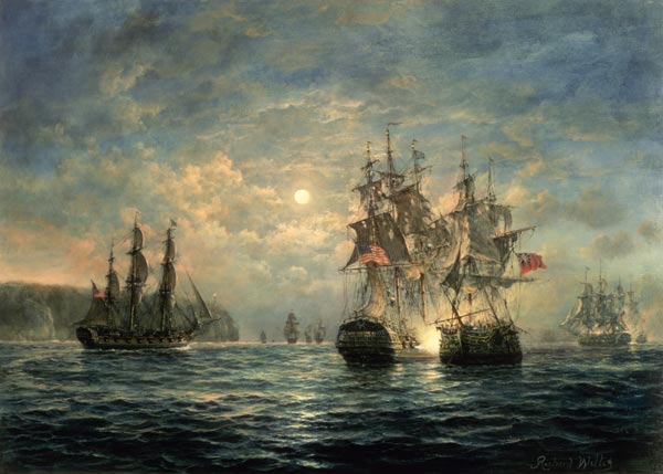 Engagement Between the "Bonhomme Richard" and the "Serapis" off Flamborough Head, 1779  à Richard  Willis